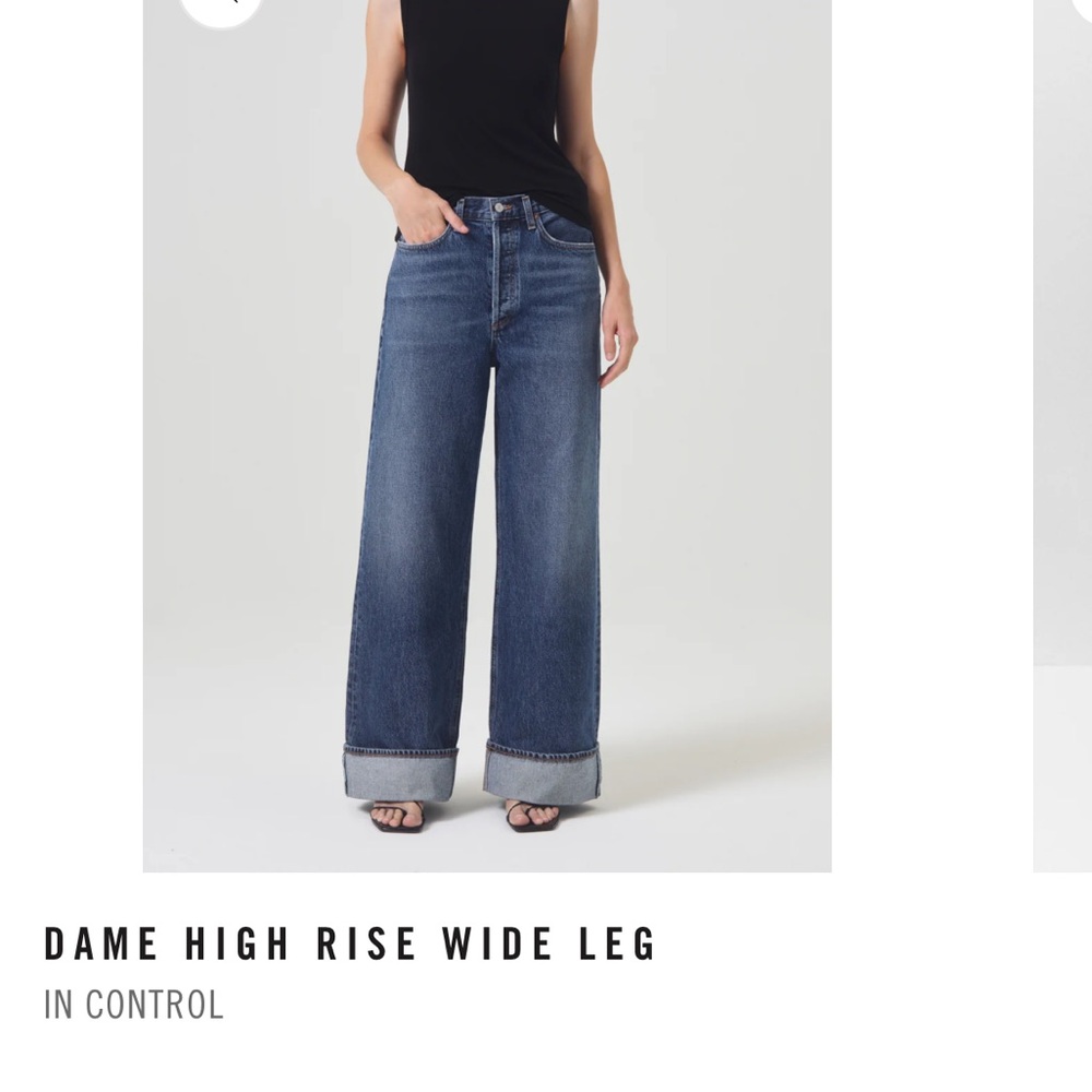 Agolde Dame High Rise Wide Leg Jeans - Dark Blue Denim